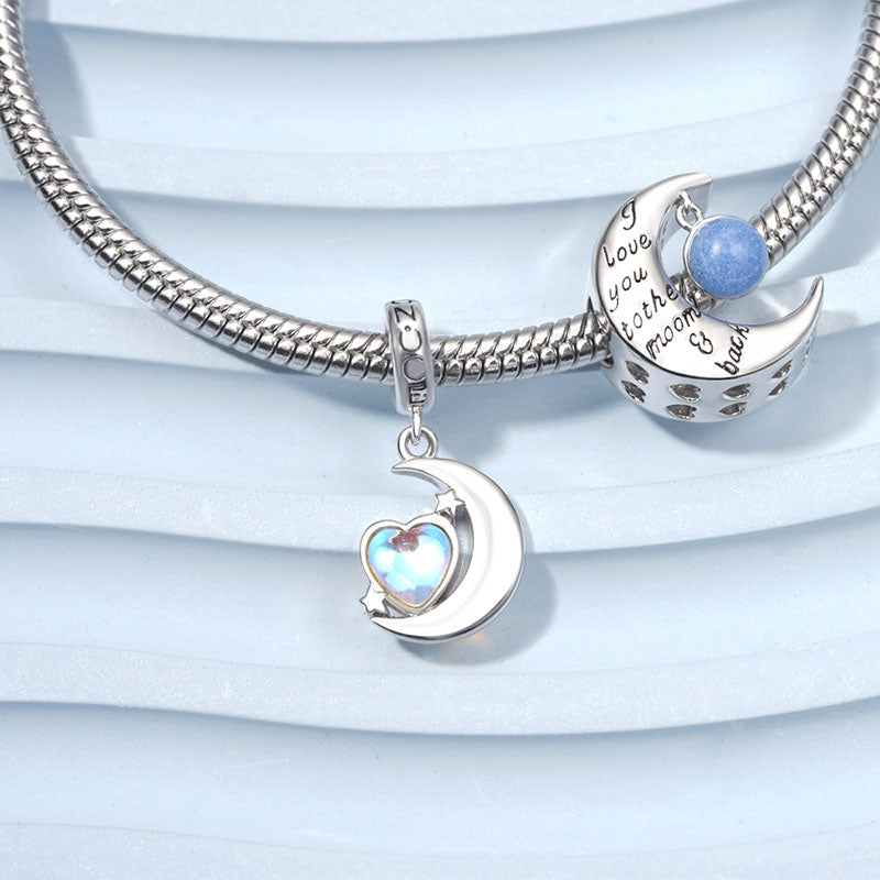Gnoce Moonstone Heart Moon Pendant Dangle Charm_3