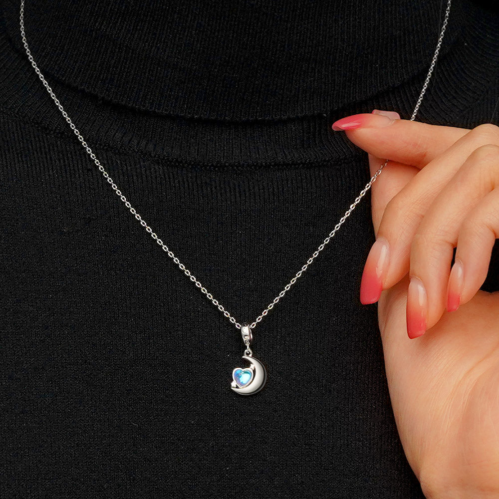 Gnoce Moonstone Heart Moon Pendant Dangle Charm_5