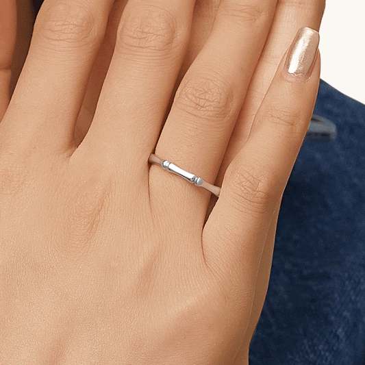 Gnoce Silver Minimalist Bamboo Ring_5