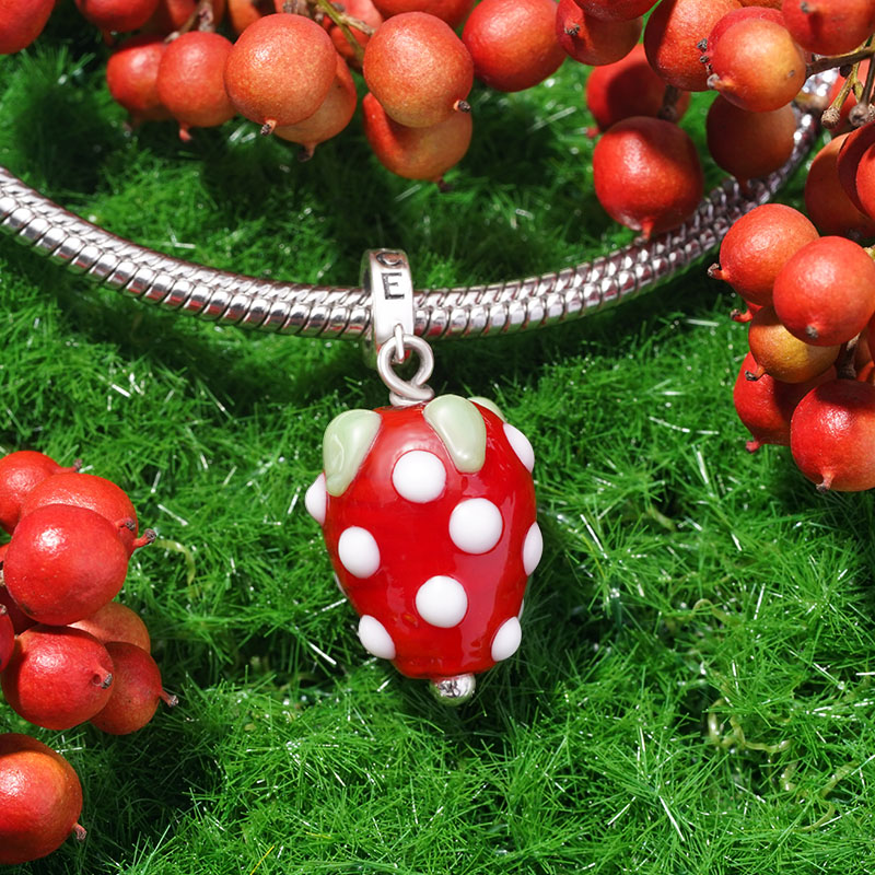 Gnoce Fruit Red Strawberry Pendant Dangle Charm_3