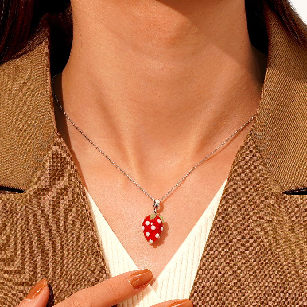Gnoce Fruit Red Strawberry Pendant Dangle Charm_5