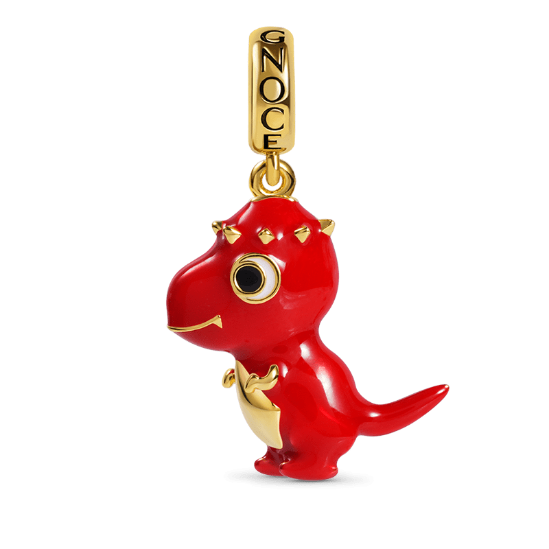 Pachycephalosaurus Pendant Dangle Dinosaur Charm Sterling Silver 18K Gold Plated for Dragon Lovers_1