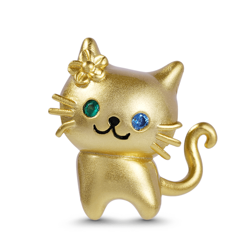 Cat Charm Bead Sterling Silver 18K Gold Plated_1