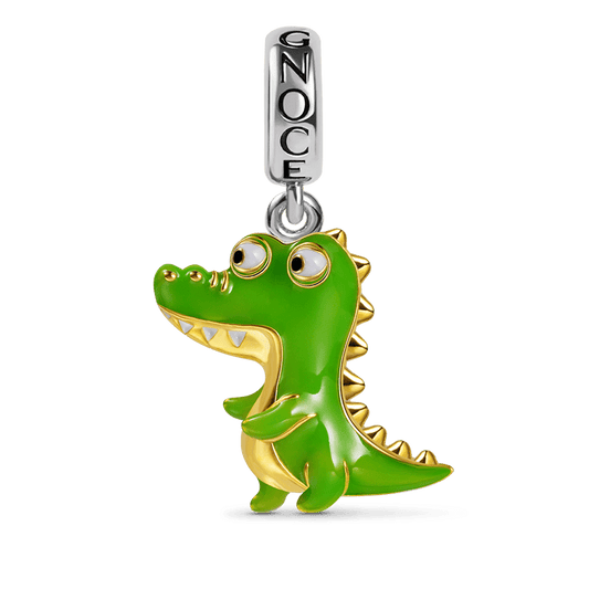 Green Alligator Pendant Dangle Charm Sterling Silver 18k Gold Plated_1