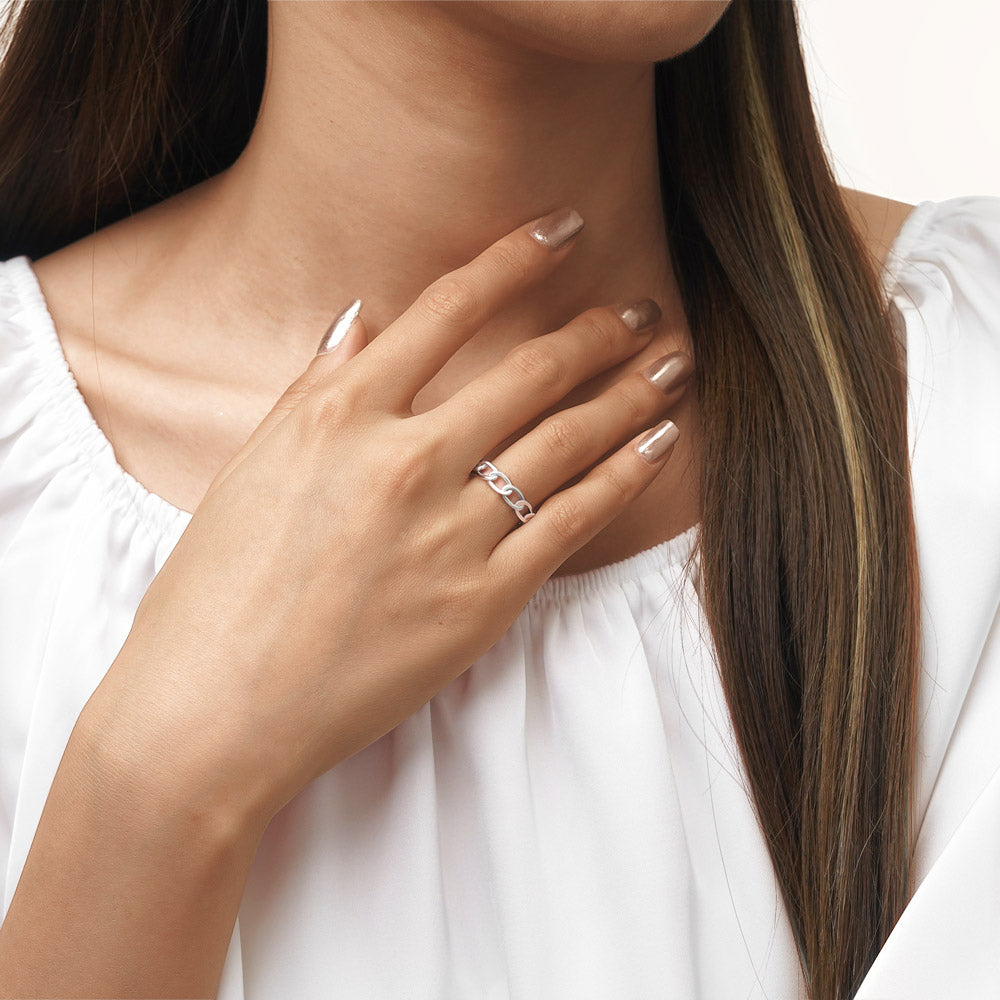 Gnoce Iconic Twist Silver Band Ring_4