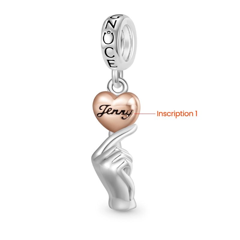 Gnoce Engravable Heart Gesture Pendant Dangle Charm_2