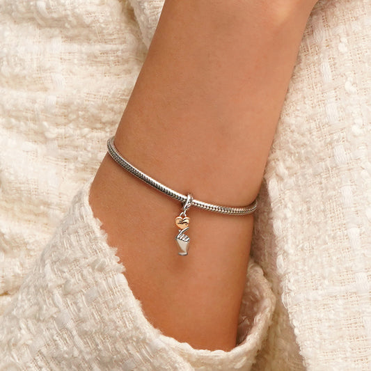 Gnoce Engravable Heart Gesture Pendant Dangle Charm_8