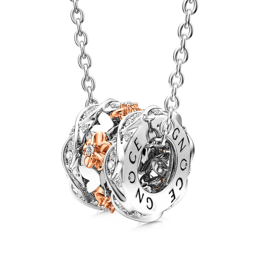 Gnoce Rose Gold Flower Butterfly Pendant Necklace_1