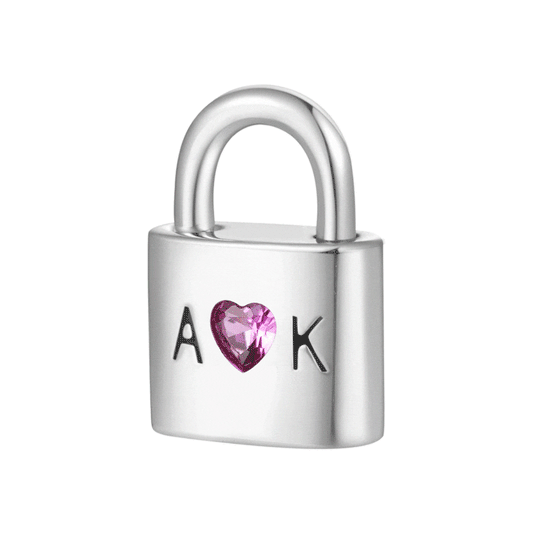 Gnoce Personalized Initial Letter Openable Silver Lock Charm_1