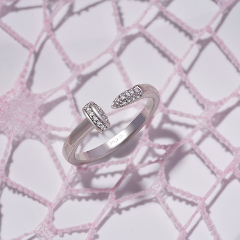 Gnoce Adjustable Diamond Nail Cuff Ring_3