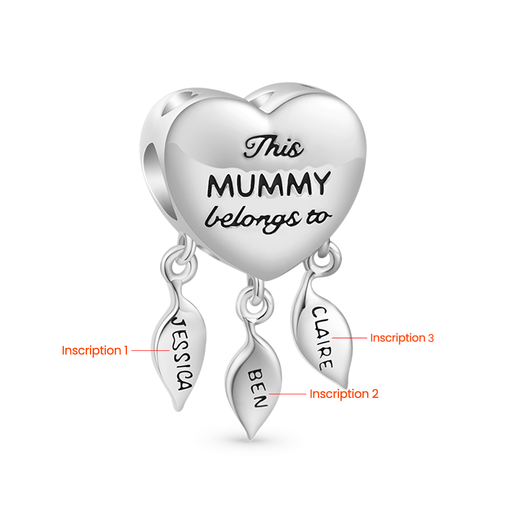 Gnoce "This MUMMY belongs to" Engravable Glow-in-the-Dark Heart Dream Catcher Charm_3