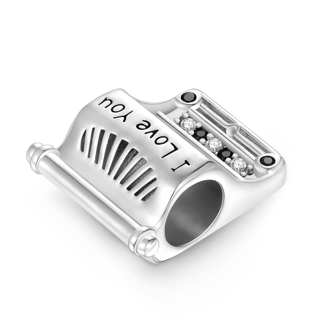 Gnoce "I Love You" Retro Black White Typewriter Charm_2