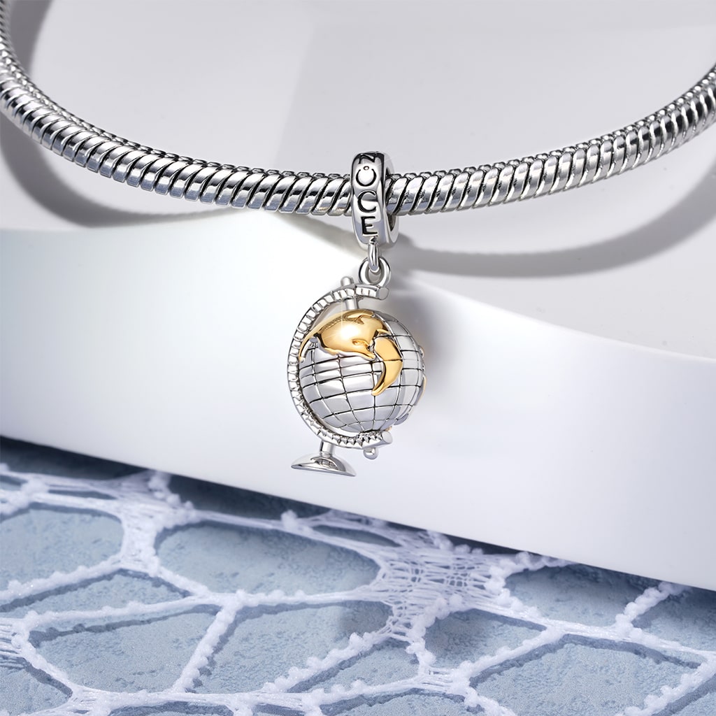 Gnoce Spinning World Globe Pendant Dangle Charm_3