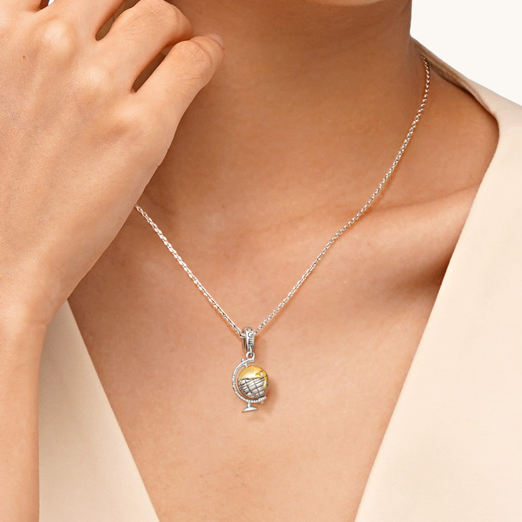 Gnoce Spinning World Globe Pendant Dangle Charm_5