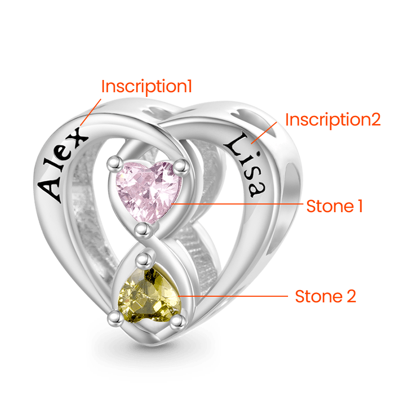 Gnoce Infinite Love Couple Engravable Birthstone Charm_2