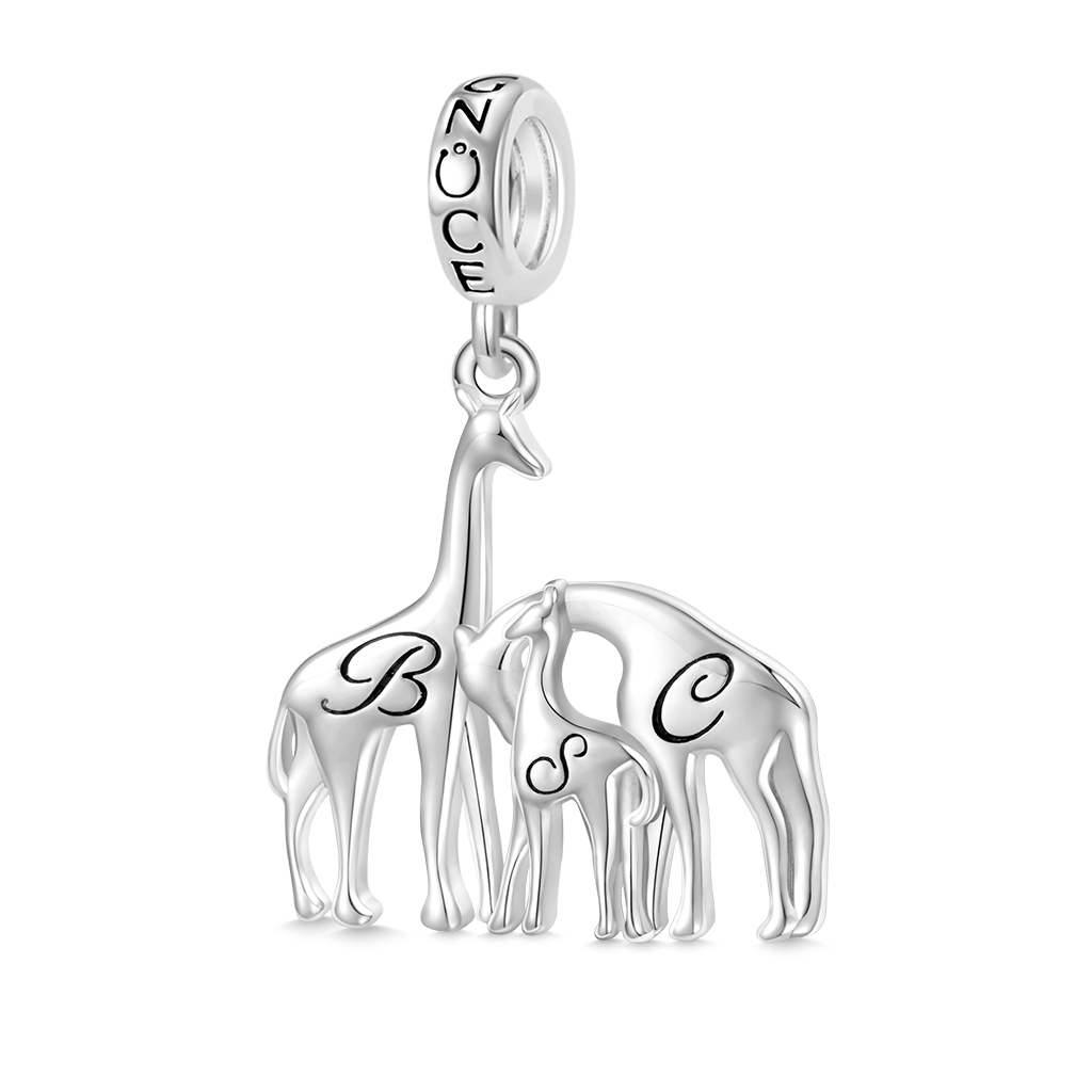 Gnoce Engravable Letter Giraffe Family Pendant Dangle Charm_1