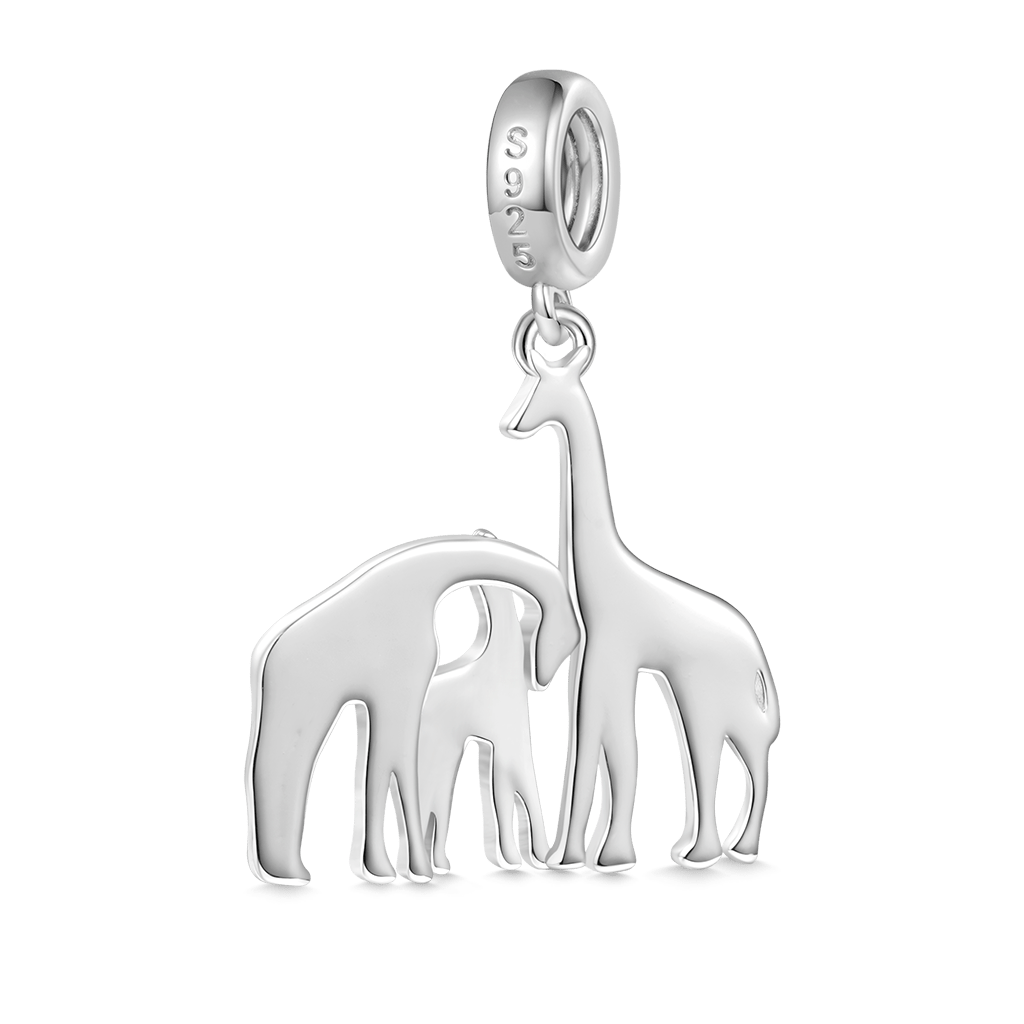Gnoce Engravable Letter Giraffe Family Pendant Dangle Charm_3