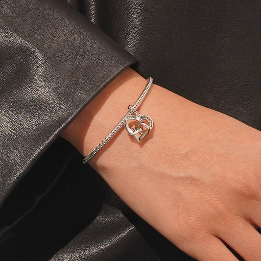 Gnoce Engravable Happy Anniversary Ring Heart Pendant Dangle Charm_6