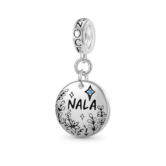 Gnoce Engravable Flowers Disk Pendant Dangle Charm_1