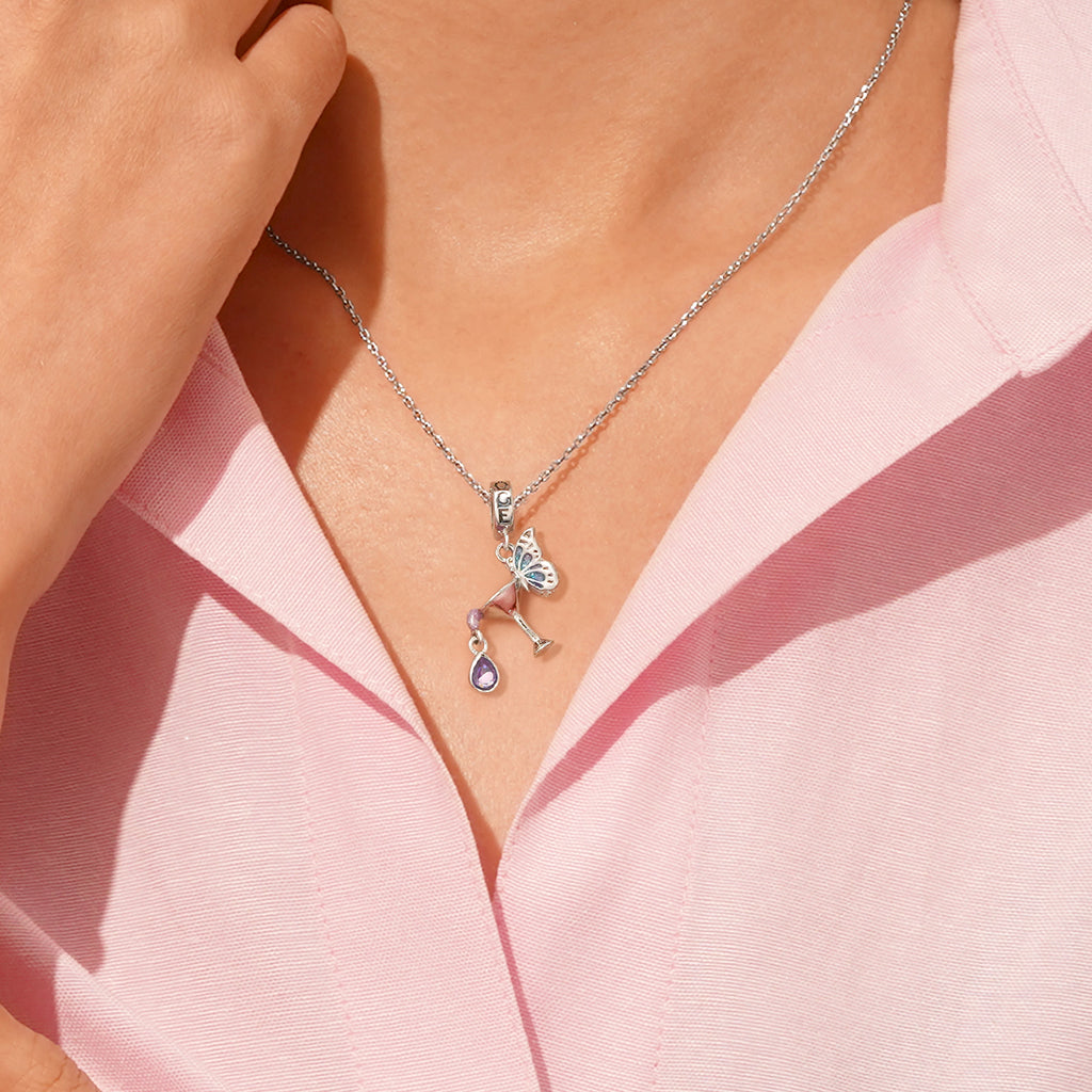 Gnoce Cocktail Butterfly Pendant Dangle Charm_5