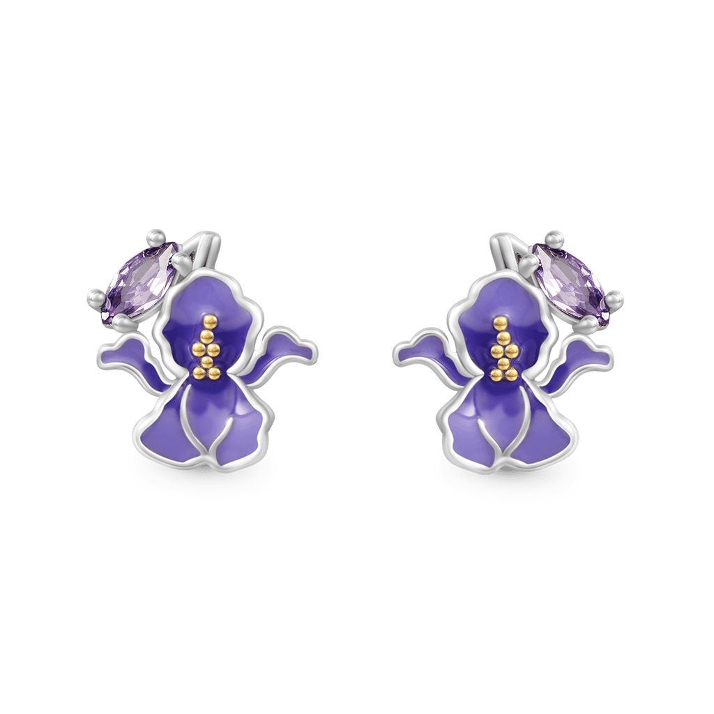 Gnoce Birthday Flower Series Iris Stud Earrings_1