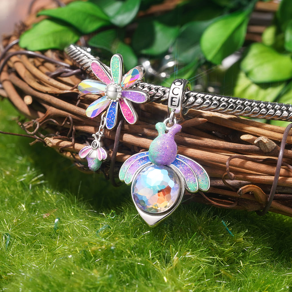 Gnoce Bee Daisy Colorful Pendant Dangle Charm_3