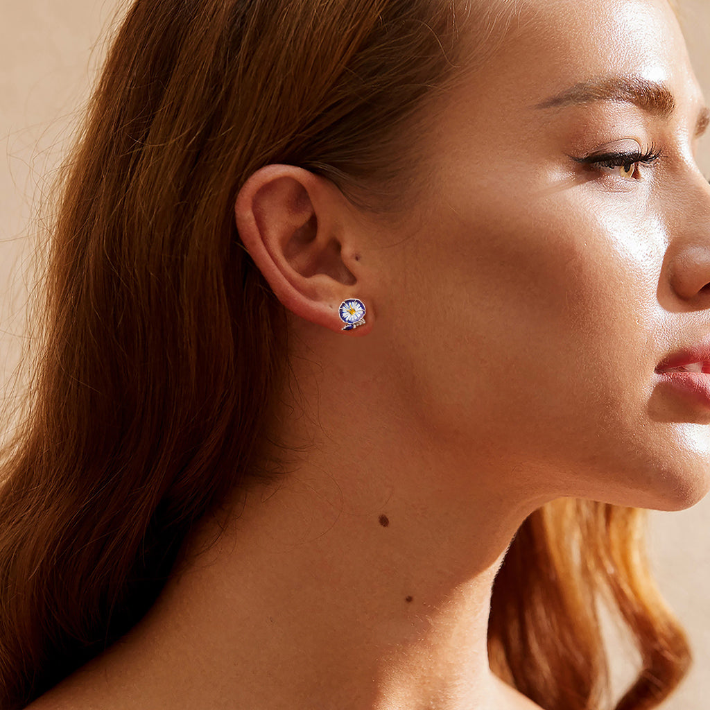 Gnoce Birthday Flower Series Morning Glory Stud Earrings_4