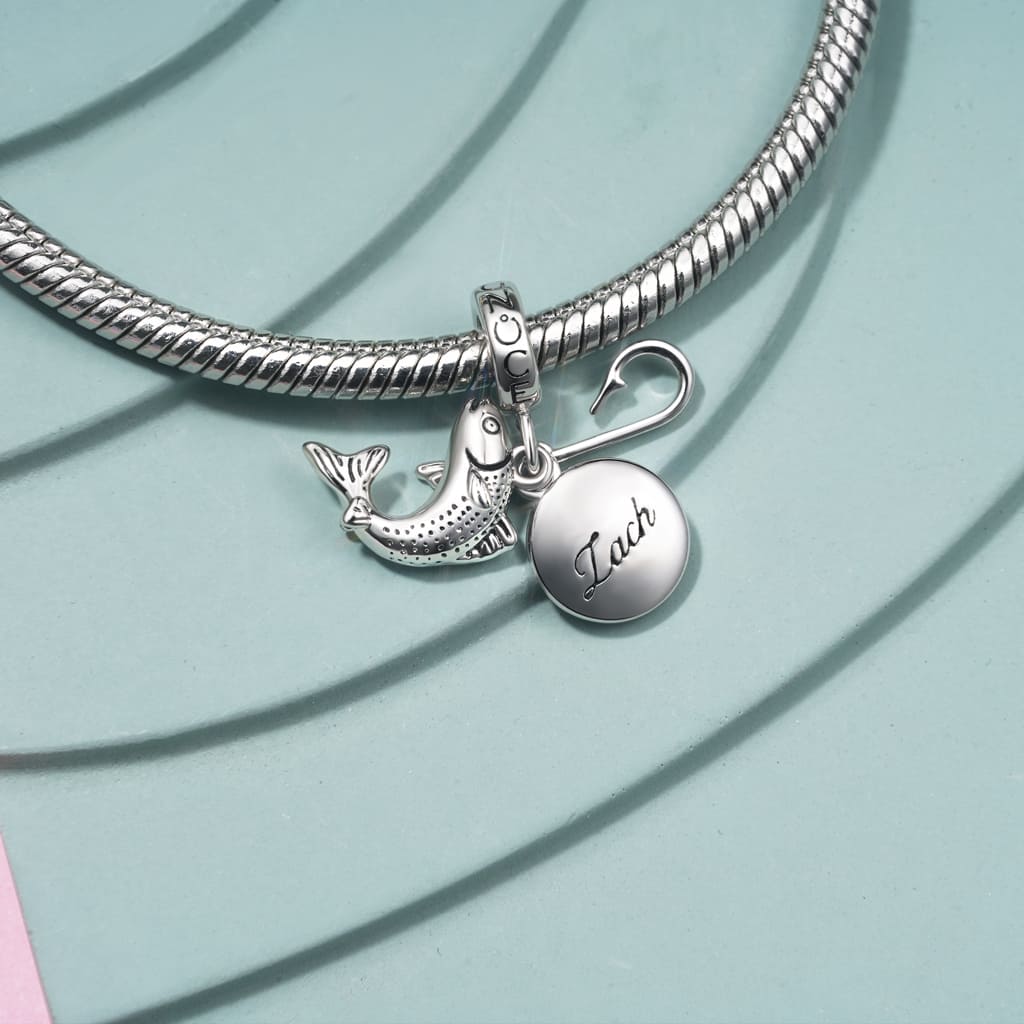 Gnoce Engravable Fish Plate & Fish Hooks & Fish Pendant Dangle Charm_4