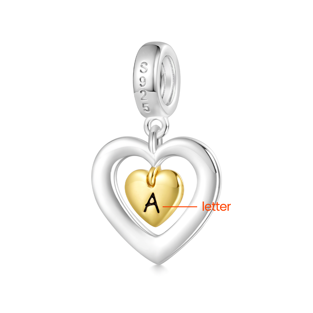 Gnoce Personalized Initial Letter Forever Heart Pendant Dangle Charm_2
