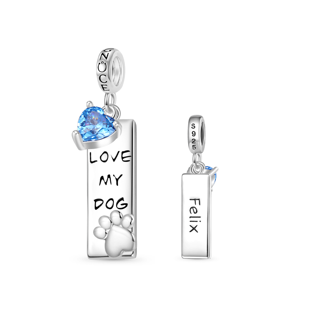 Gnoce Engravable Pet Dog Birthstone Pendant Dangle Charm_2