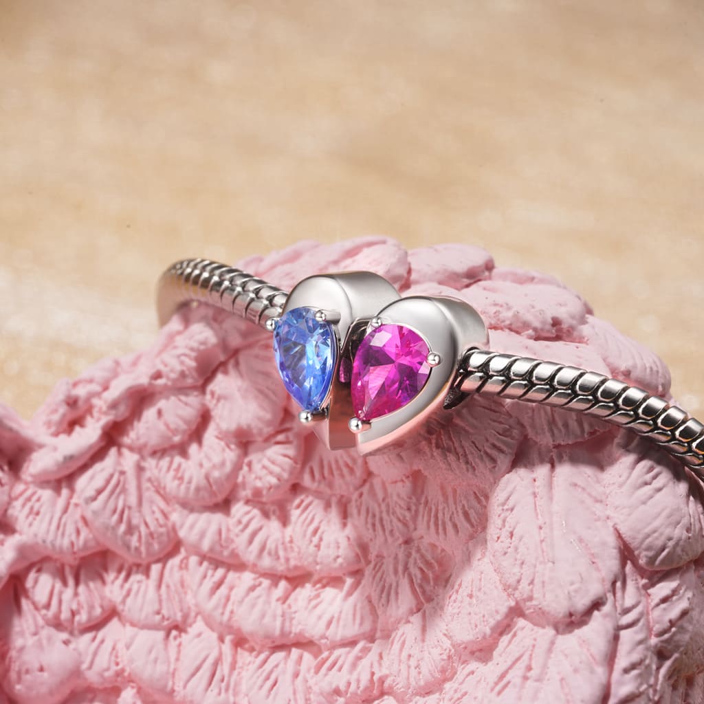 Gnoce Engravable Heart Split Birthstone Pendant Dangle Charm_6