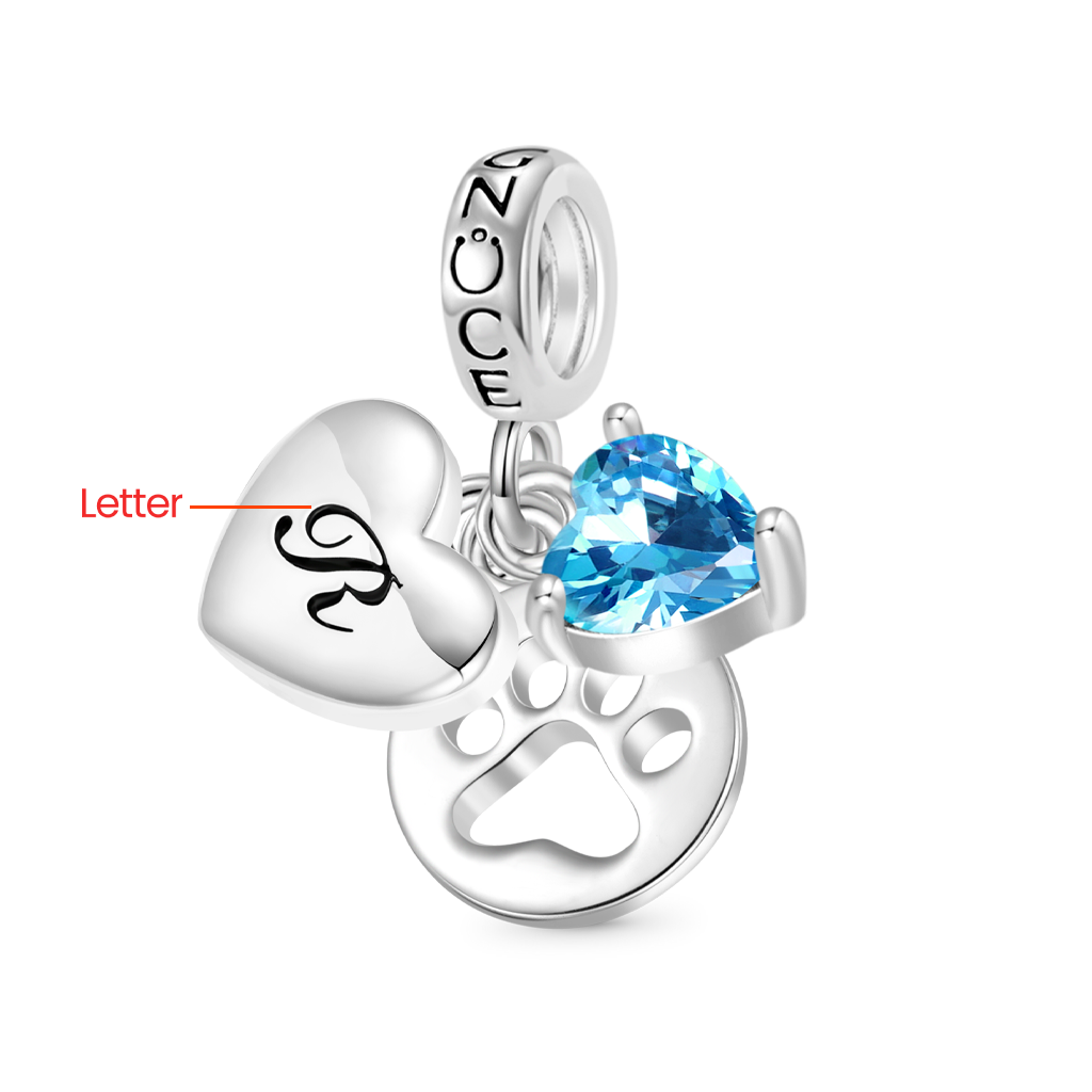 Gnoce Personalized Initial Letter Pet Love Birthstone Pendant Dangle Charm_2