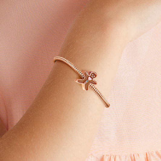 Gnoce "Be Happy" Rose Gold Plated Glossy Brown Surface Gingerbread Man 925 Sterling Silver Bead Charm_5