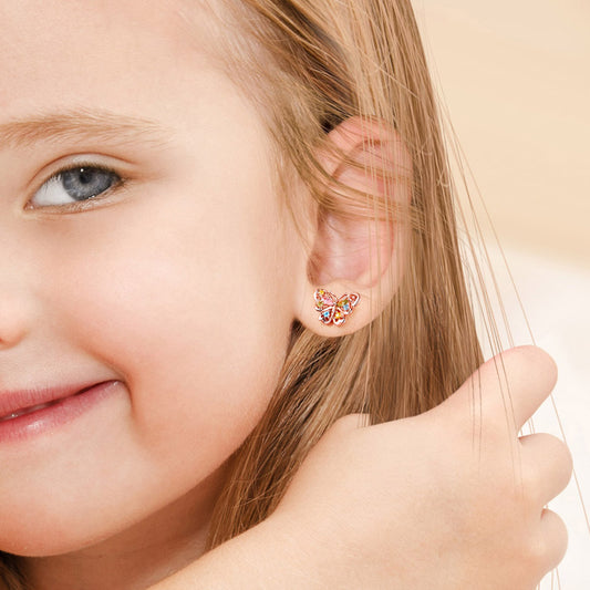 Butterfly Stud Earrings 18k Rose Gold Plated 925 Sterling Silver_3
