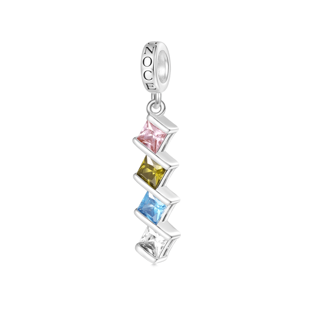 Gnoce Engravable Princess CZ Birthstone Pendant Dangle Charm_2