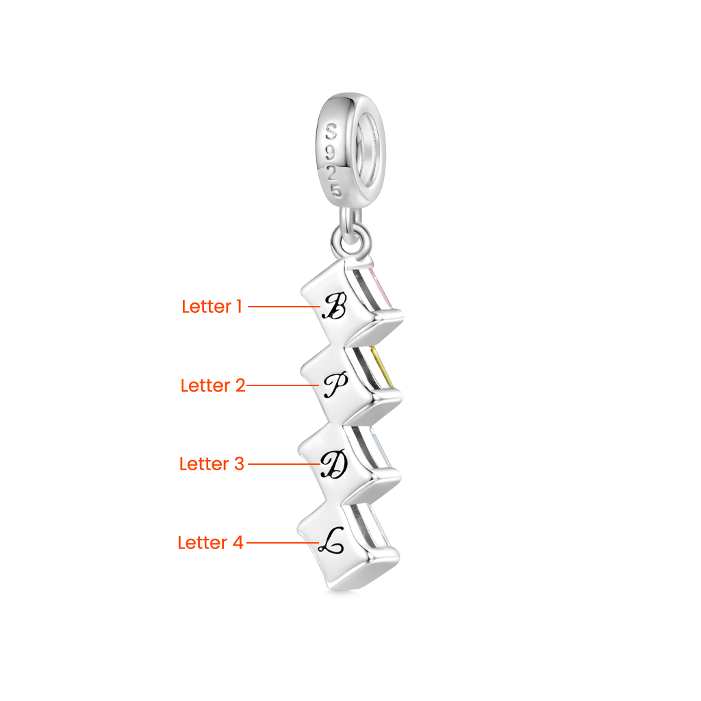 Gnoce Engravable Princess CZ Birthstone Pendant Dangle Charm_3