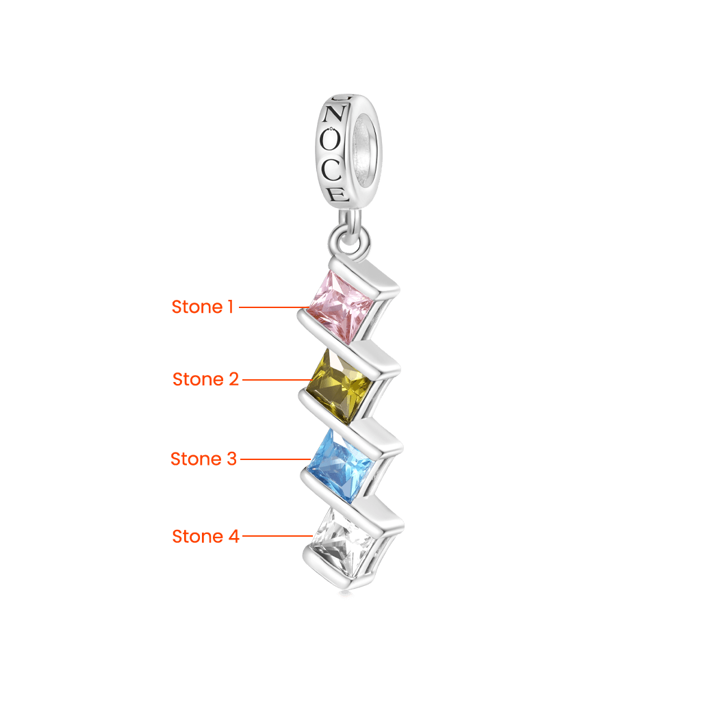 Gnoce Engravable Princess CZ Birthstone Pendant Dangle Charm_4