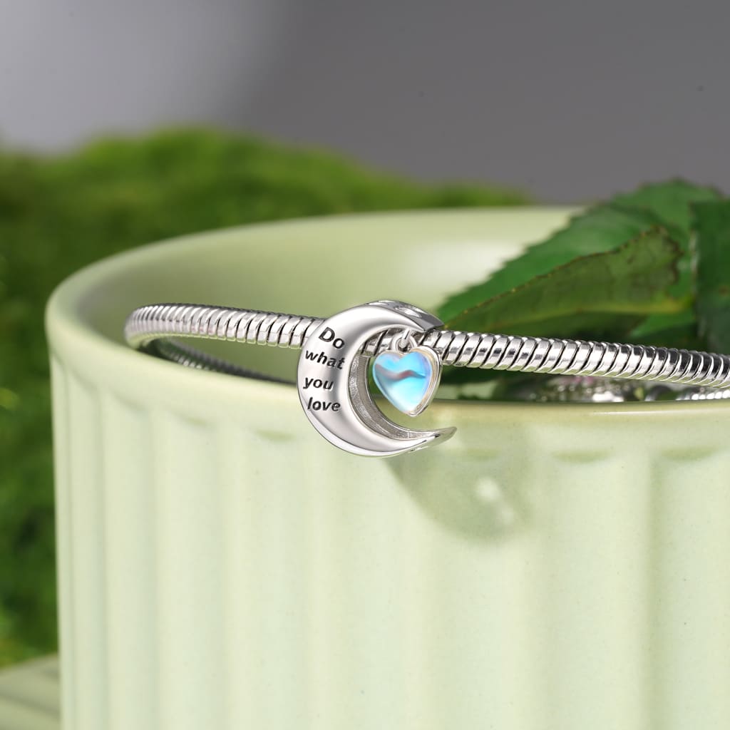 Gnoce Moonstone Heart "Do what you love" Moon Charm_3