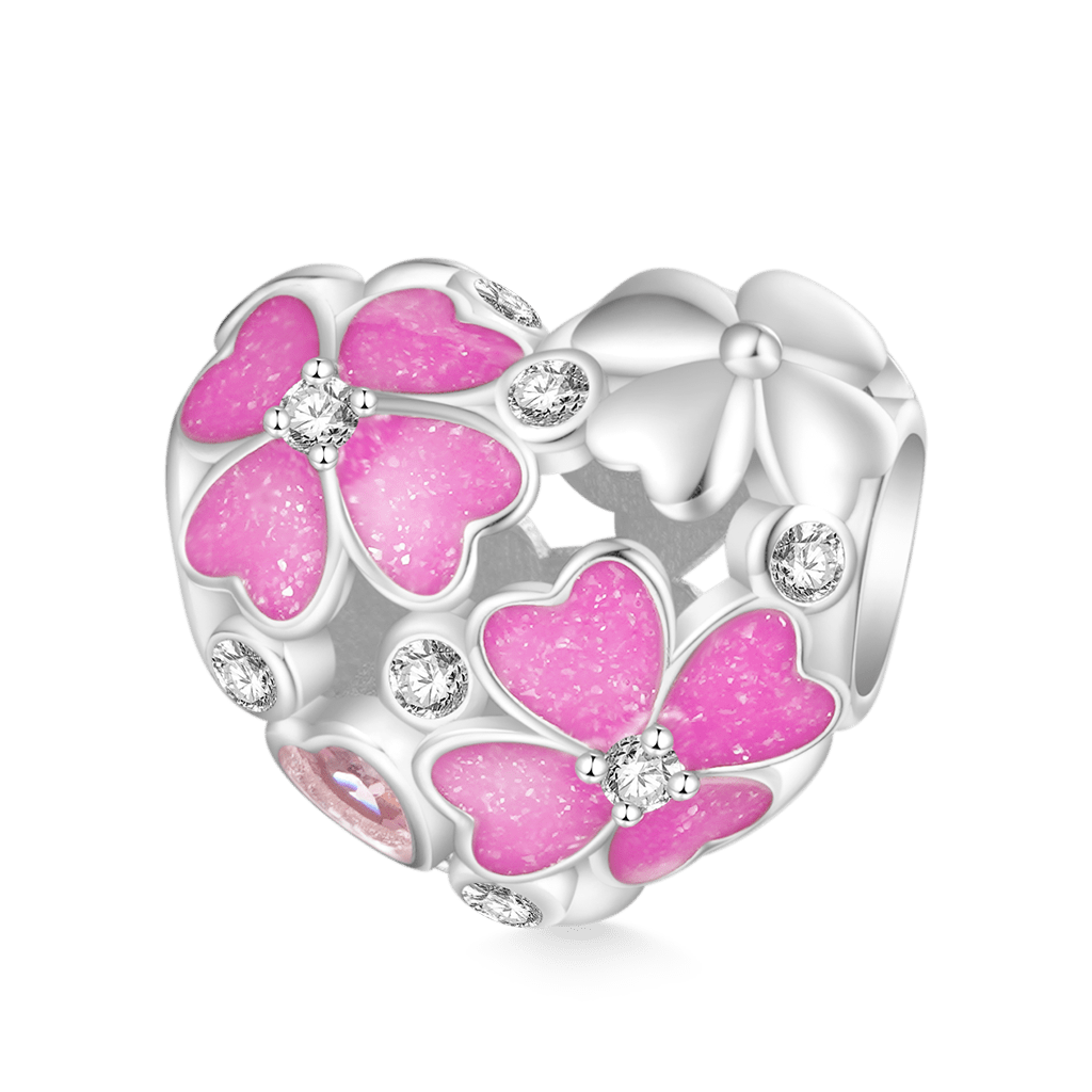 Gnoce Heart Pink Four Leaf Clover Charm_1