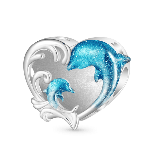 Gnoce "Always love you mom" Dolphin Heart Charm_1