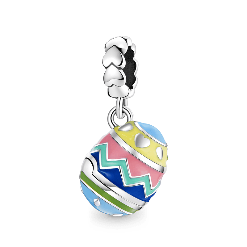 Easter Egg Pendant Charm Openable with Heart Dangle 925 Sterling Silver Colorful Enamels_2