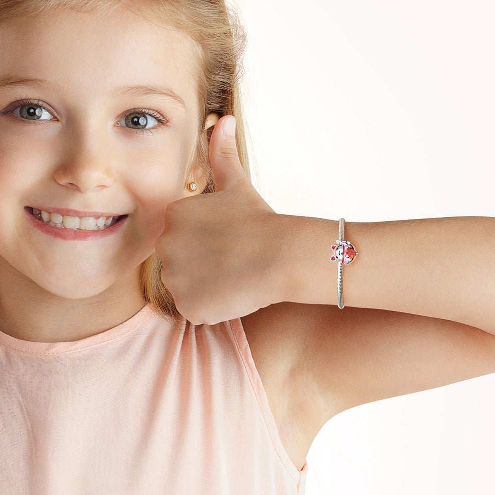 Lucky Cat Embraces Heart Gemstone Charm Bead 925 Sterling Silver_3