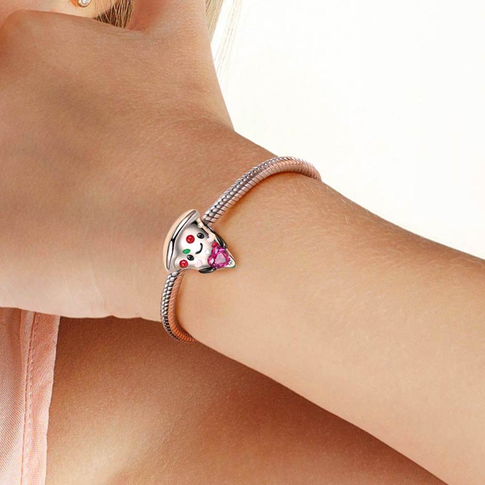 Pizza Embraces Heart Gemstone Charm Bead 925 Sterling Silver_4