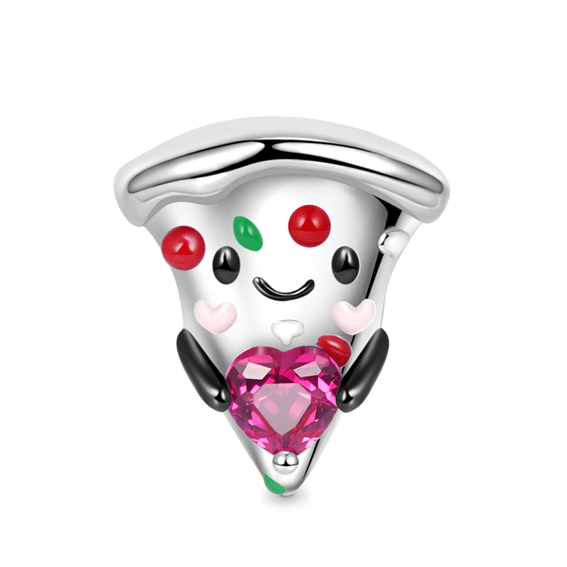 Pizza Embraces Heart Gemstone Charm Bead 925 Sterling Silver_1