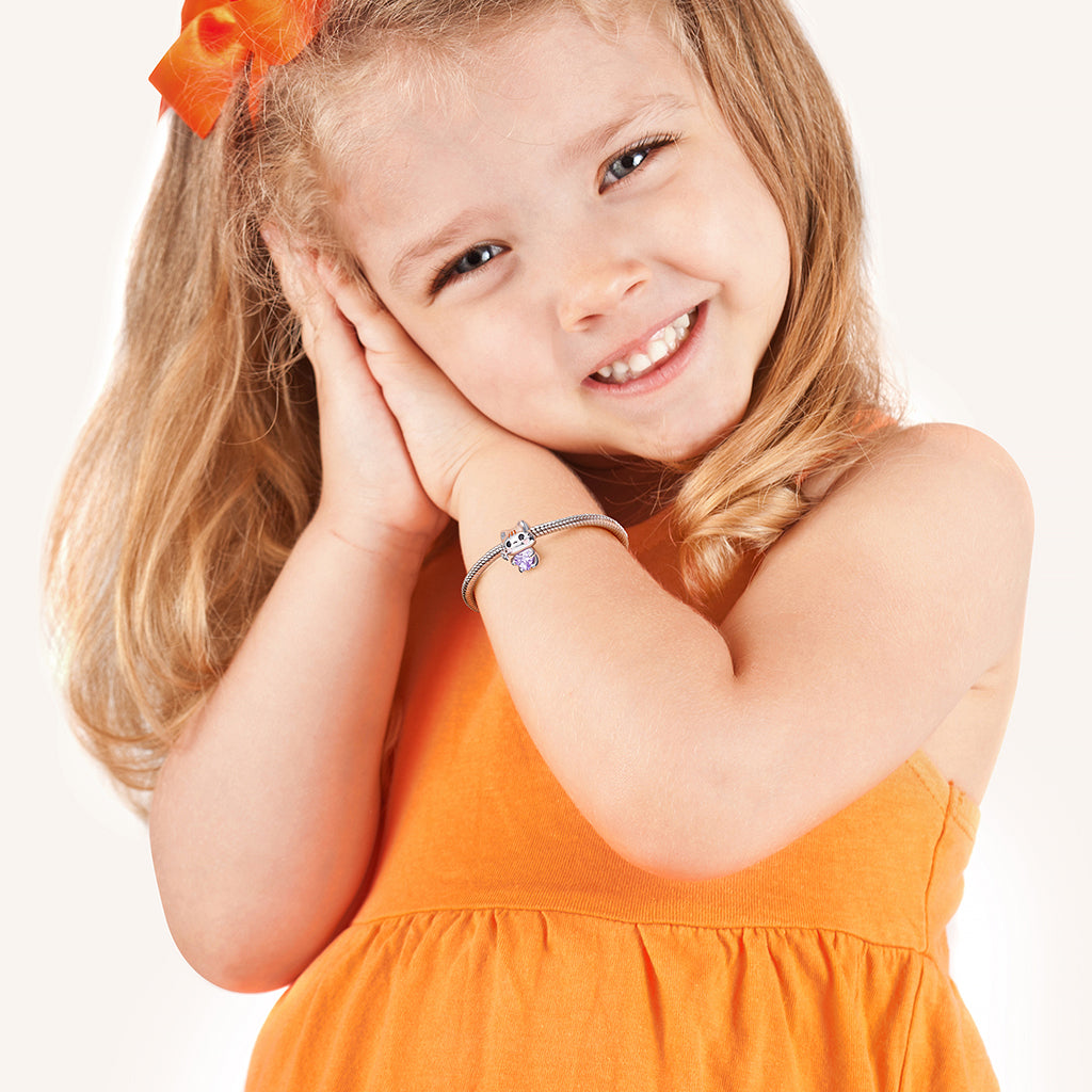 Cute Cat Embraces Heart Gemstone Charm Bead 925 Sterling Silver_3