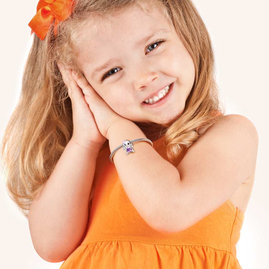 Lop-eared Rabbit Embraces Heart Gemstone Charm Bead 925 Sterling Silver_3