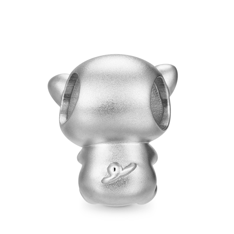 Cute Pig Embrace Hearts Gem 925 Sterling Silver Charm Bead_2