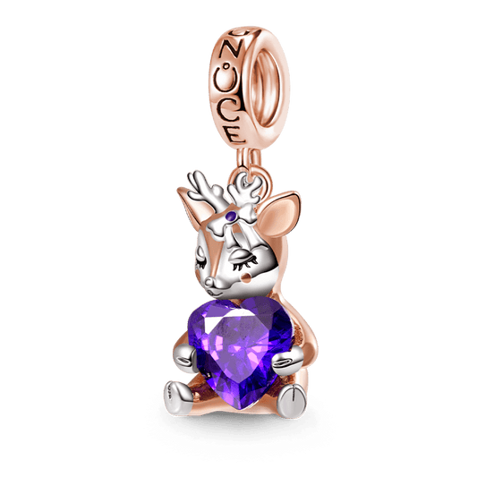 Gnoce Lovely Deer Embraces Heart Gem Pendant Dangle Charm_1