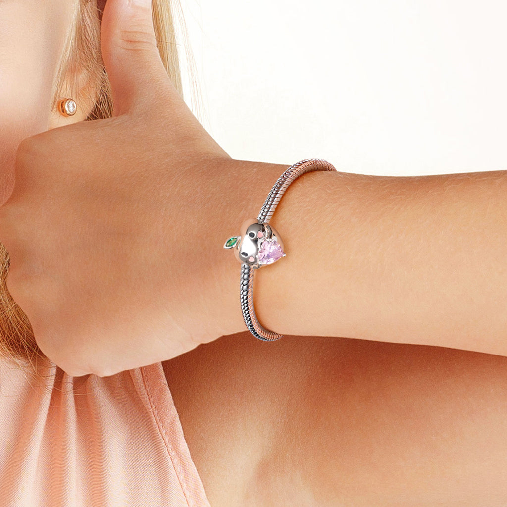 Gnoce Fruit Peach Embraces Heart Gem Charm_5