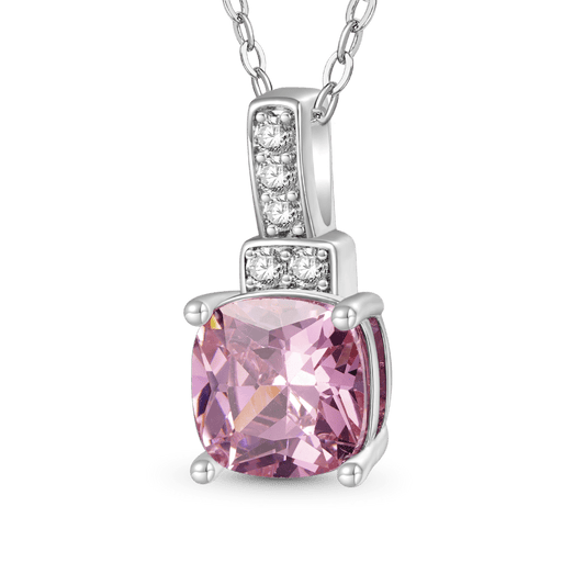 Gnoce Square-shaped Birthstone Dangle Necklace_1
